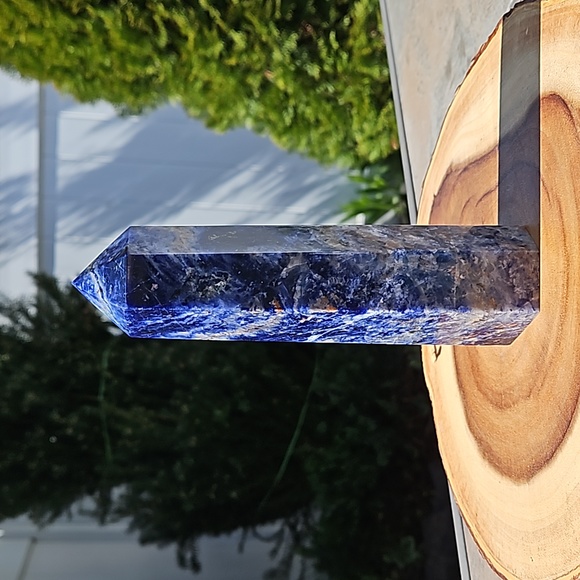 Sodalite Tower with Native Silver Inclusions AAA Quality 720 grams 7.5" tall - Picture 2 of 5